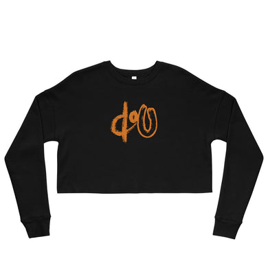 doU Women's Burnt Orange Logo Crop Sweatshirt (Black)