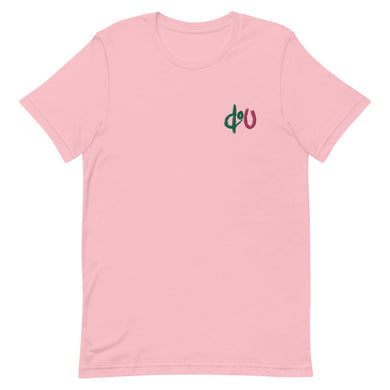doU Green/Pink Embroidered Logo Tee (Pink)