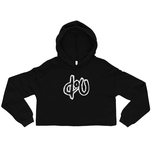 doU Women's Classic Logo Crop Hoodie (Black)