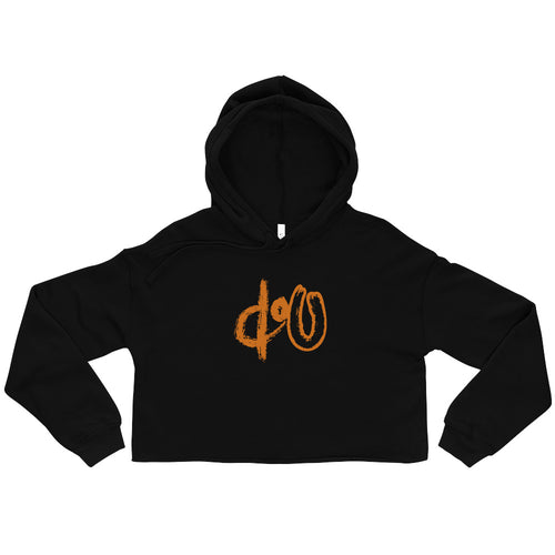 doU Women's Burnt Orange Logo Crop Hoodie (Black)