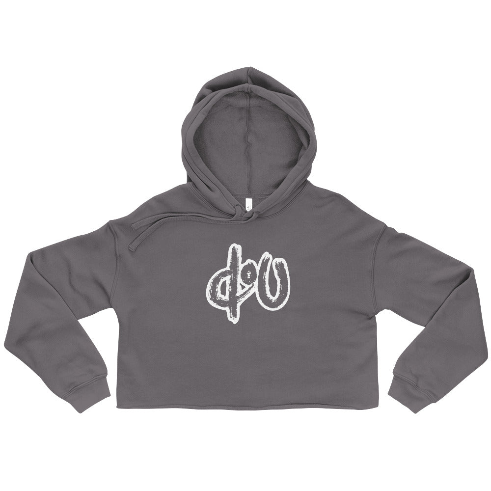 doU Women's Classic Logo Crop Hoodie (Gray)