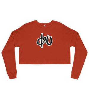 doU Women's Black Logo Crop Sweatshirt (Brick Red)