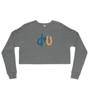 doU Women's Blue/Orange Logo Crop Sweatshirt (Gray)