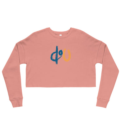 doU Women's Blue/Orange Logo Crop Sweatshirt (Mauve)
