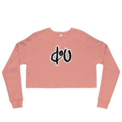 doU Women's Black Logo Crop Sweatshirt (Mauve)