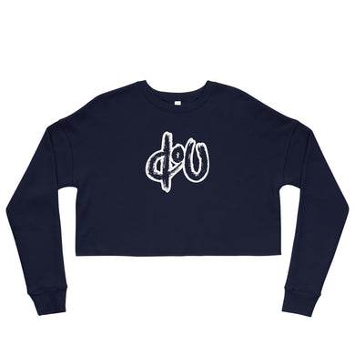 doU Women's Classic Logo Crop Sweatshirt (Navy)