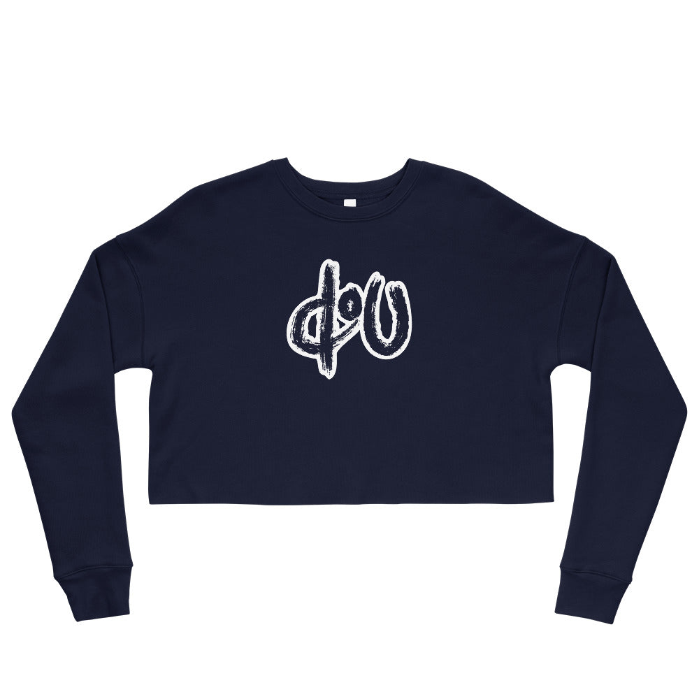 doU Women's Classic Logo Crop Sweatshirt (Navy)