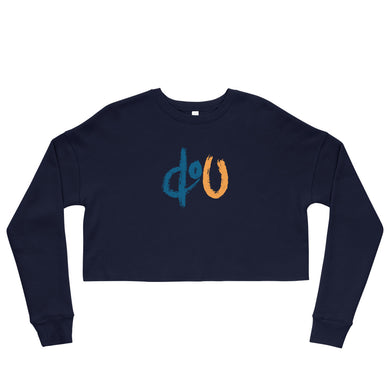 doU Women's Blue/Orange Logo Crop Sweatshirt (Navy)