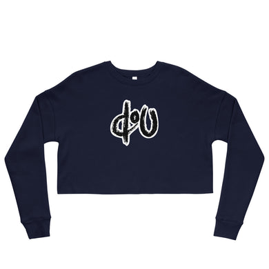 doU Women's Black Logo Crop Sweatshirt (Navy)